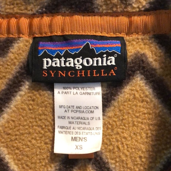 RARE Patagonia Synchilla Snap-T Fleece Pullover Montana Siete Bear Brown Tribal - Picture 10 of 15
